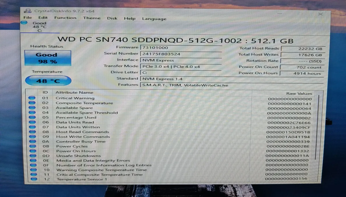 حافظه Wd sn740 512gb gen4